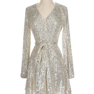 Bardot Gold Sequin V-Neck Dress